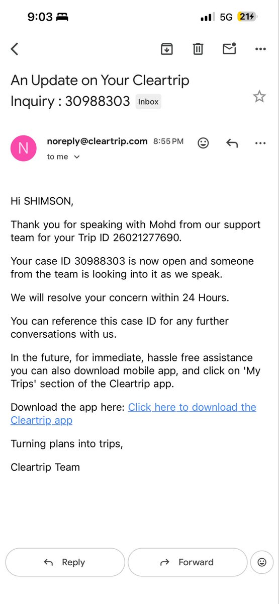 dharmajanjubi's tweet photo. @Cleartrip @Cleartrip  uodated all prblms. It’s ur staff mistake. Once refued ku ticket. Airlin canot do anything waver.  But full refund flight wy aply penlty ur staff ????  This staff mistake. Me will go to consumer court https://t.co/pxOnTBzxwP