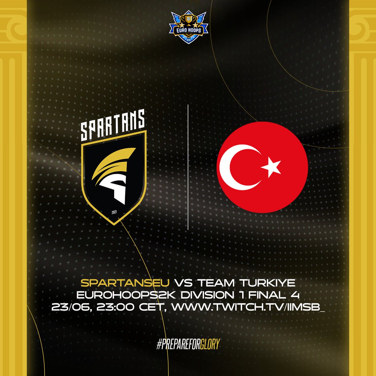 SpartansEu's tweet photo. The big day has arrived!
Our NBA2K boys will be facing off against Team Turkiye in the @EuroHoops2K Division 1 Final 4 later today. You can watch the game live at :https://t.co/Baa0lRMxvQ.
See you there!
#PrepareForGlory https://t.co/DD2Ov3sc5h