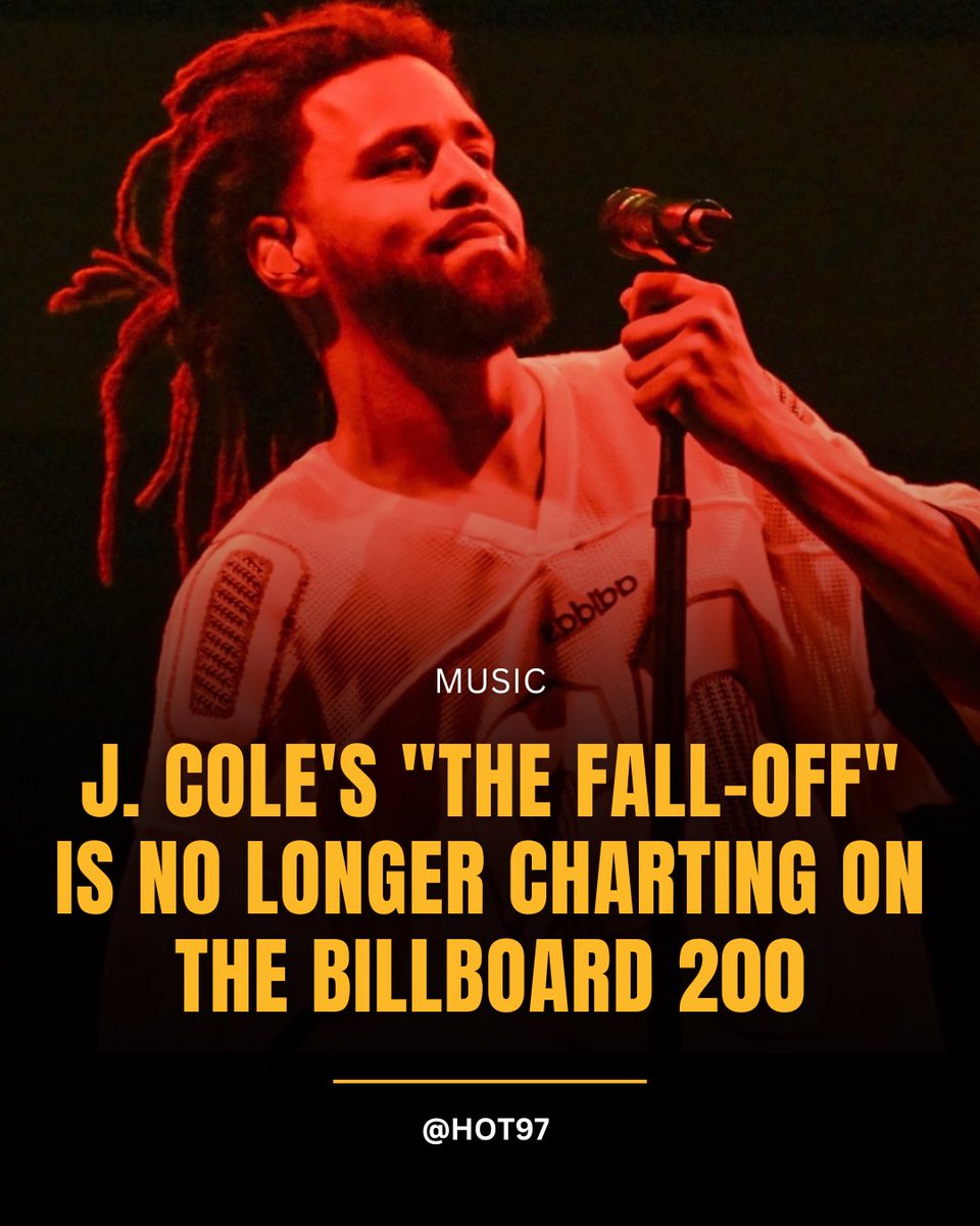 HOT97's tweet photo. J. COLE'S "THE FALL-OFF" IS NO LONGER CHARTING ON THE BILLBOARD 200 https://t.co/vXCirzFT8c