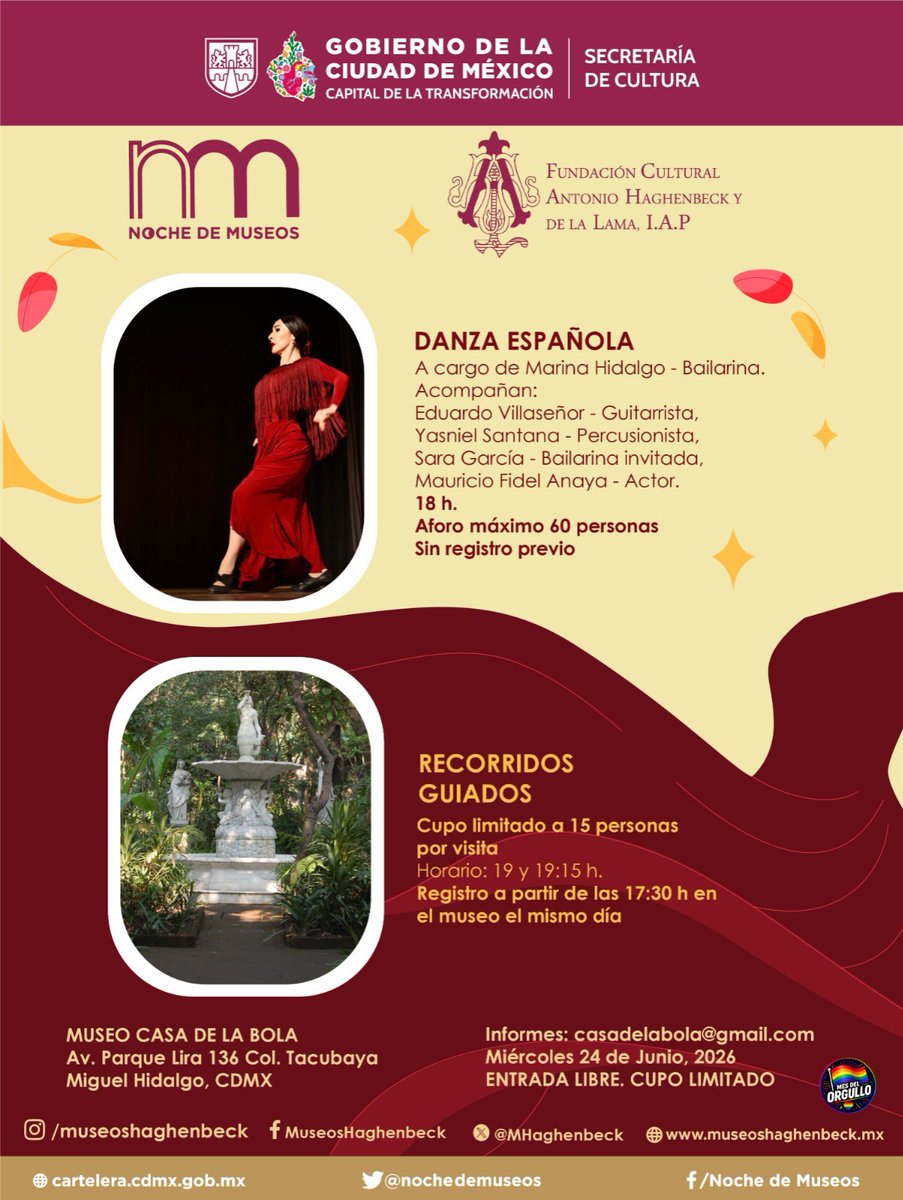 valkiriaonline's tweet photo. Museos Haghenbeck invita al público a su próxima #NocheDeMuseo, que se llevará a cabo el miércoles 24 de junio, con una programación especial para los asistentes.

El evento contará con Danza Española a cargo de Marina Hidalgo e invitados especiales, además de visitas guiadas y la sección “Un Documento, una Historia”, en una velada cultural para todo el público.
@laura_roldn; @MHaghenbeck 
#ValkiriaOnLine®