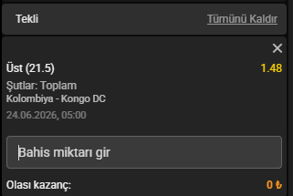 TipsMarcelo's tweet photo. TEKLİ - 3

🇨🇴 Kolombiya - Kongo DC 🇨🇩 05:00

Kongo ilk maçta Portekiz gibi oyunu domine eden bir takım karşısında hiç fena olmayacak sayıda rakip kaleye gidebildi çok seri oyuncuları ve net Kaleyi gördüklerinde bitirmeye odaklı bir santrafor bulunuyor ilk maçın etkisiyle de Kolombiya'nın üstünlüğünü görüyorum fakat o kadar da oyunu domine eden bir takım olmayacağına da biliyorum Bu şut parem'e bence çok rahat aşılacak

https://t.co/eLEle198MM