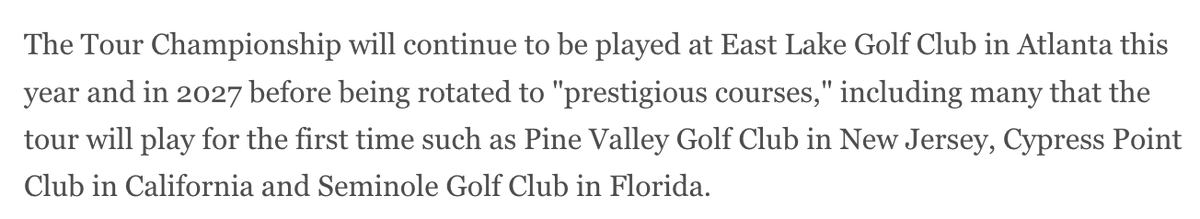 shanebacon's tweet photo. A lot of things to dissect from the PGA Tour news but to me this is the coolest for golf fans - PV, Seminole, Cypress! The best golfers in the world now playing the best golf courses in the world. Win-win-win-win. https://t.co/0HPFaZV1ug
