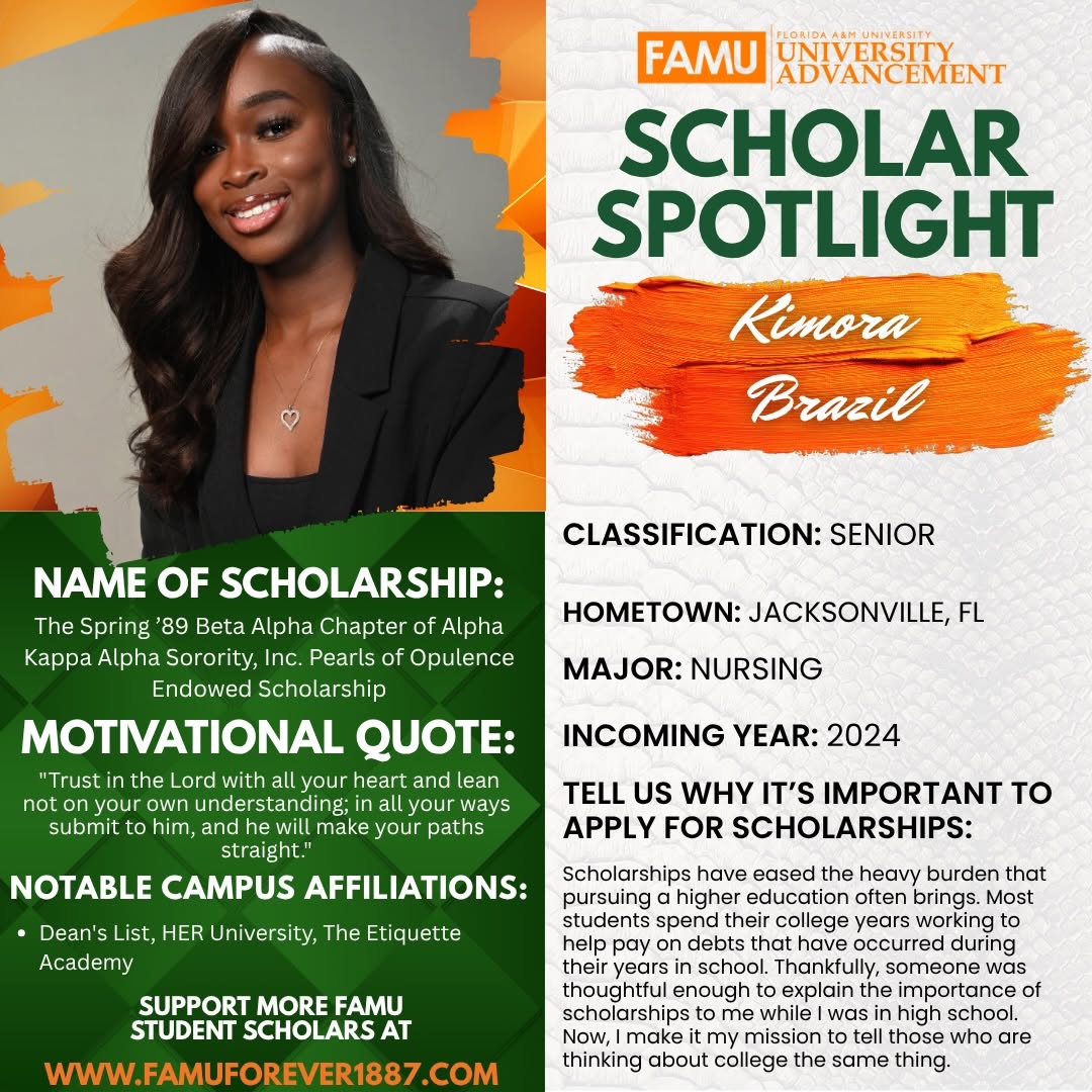 FAMUALUMNI1887's tweet photo. ✨ Scholarship Spotlight | 2025–2026 FAMU Scholars
Because of your support, Rattlers can focus on earning their degree—not financial burdens. 💚🧡

Help more students reach graduation: https://t.co/Z1a5YFYLmK

#FAMUForever1887 #ScholarshipSpotlight #RattlerPride #FAMUUA https://t.co/SLoXeostA1