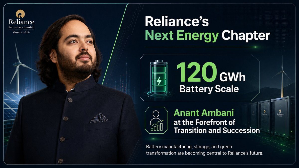 SBasu69559's tweet photo. #Anant120GWhVision Anant Ambani leads Reliance's charge into clean energy, spearheading the creation of a groundbreaking 120 GWh battery factory, setting new benchmarks for India's sustainable future. https://t.co/JWOKGWSqFg