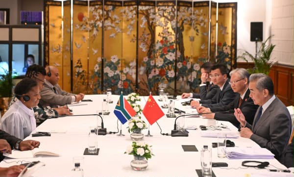 PresidencyZA's tweet photo. #SAInIndia 🇿🇦🇮🇳 | Minister in The Presidency, Ms @Khu_Ntshavheni, participated in a high-level bilateral engagement with Mr Wang Yi, National Security Advisor and Minister of Foreign Affairs of the People's Republic of China, on the sidelines of the BRICS National Security Advisers meeting.

The discussions reaffirmed the strong and enduring partnership between South Africa and China, with a focus on trade and investment, infrastructure development, health security, education, and people-to-people exchanges. Both countries underscored their commitment to mutually beneficial cooperation, sustainable development, economic resilience, and a multilateral approach to addressing global challenges.

#BRICSNSA2026 #GovZAUpdates