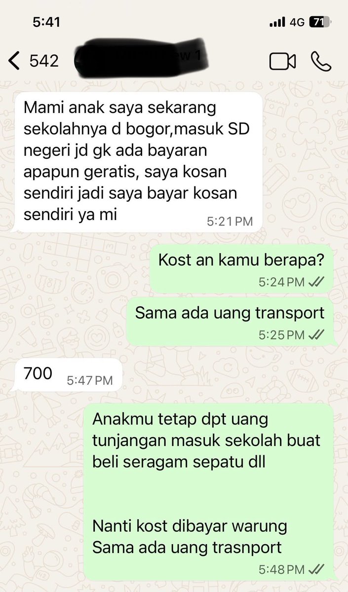 resahnegeri's tweet photo. Satu hal yg bikin bersyukur hari ini, punya karyawan jujur. Dia kerja ke Jkt bawa anak istri, karena bawa keluarga ada tambahan uang kontrakan ditransfer beserta gaji. Anaknya masuk SD jd mulai bulan ini anak istrinya mudik,dan dia bilang sdh tdk ngontrak rumah lagi tapi ngekost 1 kamar. Salut banget dia wa begitu,pdhl bisa saja dia nggak usah ngomong main terima uang kontrakan. Terharu, sbg bentuk terima kasih atas kejujurannya uang kost tetap aku bayar.

cc : anitafiu