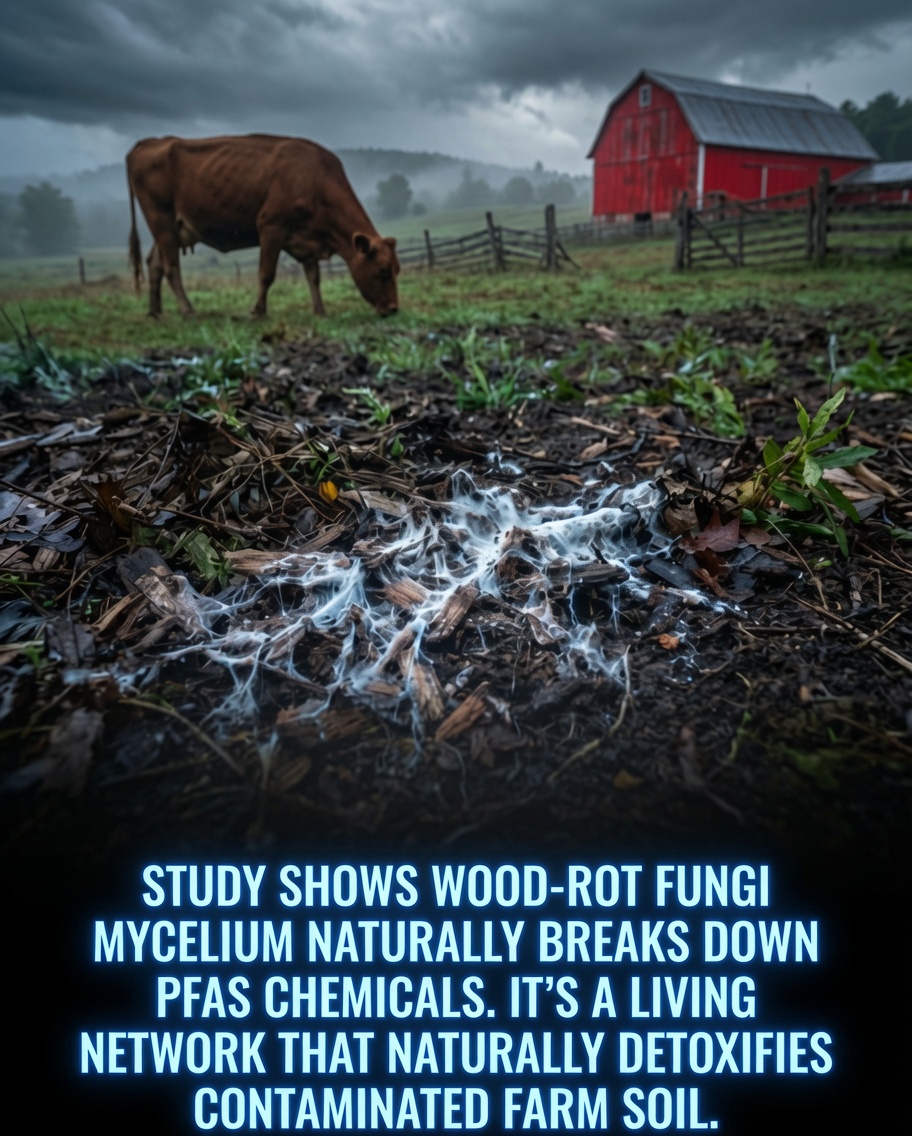 Rainmaker1973's tweet photo. Scientists have discovered that certain fungi can break down so-called forever chemicals in contaminated soil. Researchers are developing new bioremediation methods that use fungi to address PFAS pollution in agriculture. Studies show that white rot fungi and similar species produce powerful enzymes that can break the strong carbon-fluorine bonds in PFAS molecules.

These fungi do not just trap the pollutants. They transform them into less harmful compounds, providing a natural way to clean up affected farmland. Practical approaches include using agricultural waste such as corn stalks and cobs as a growth medium and food source for the fungi. Scientists are also studying beneficial root-associated fungi known as arbuscular mycorrhizal fungi that support soil health while aiding contaminant removal.

The method works best when combined with regenerative farming practices including cover cropping, reduced tillage, and limited fungicide use. These practices allow beneficial fungal networks to thrive and spread naturally through the soil.

[Li, J., Wu, S., Luo, S., & Xing, B. (2025). Fungal-mediated remediation of per- and polyfluoroalkyl substances (PFAS) in soil environments: Mechanisms, challenges, and future prospects. Journal of Hazardous Materials, 479, 136089]