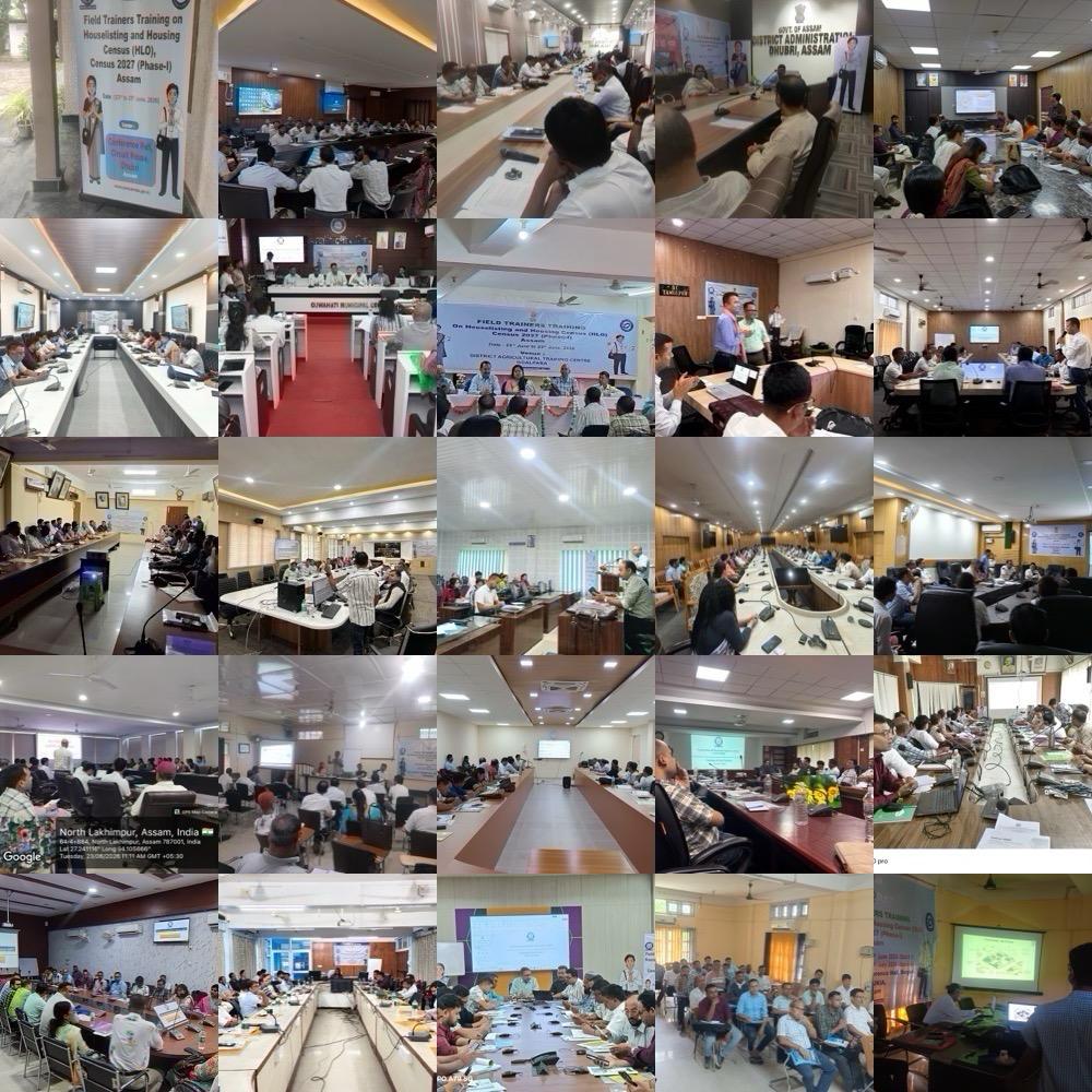 CensusAssam's tweet photo. Three-day training of the Field Trainers (FT) for the HLO phase of Census 2027 started today in 26 districts of Assam in the 1st Phase. Remaining districts will be covered in the next phase wef 29 June,2026. A glimpse of the 1st day training is as follows. https://t.co/tNiHk8PISE