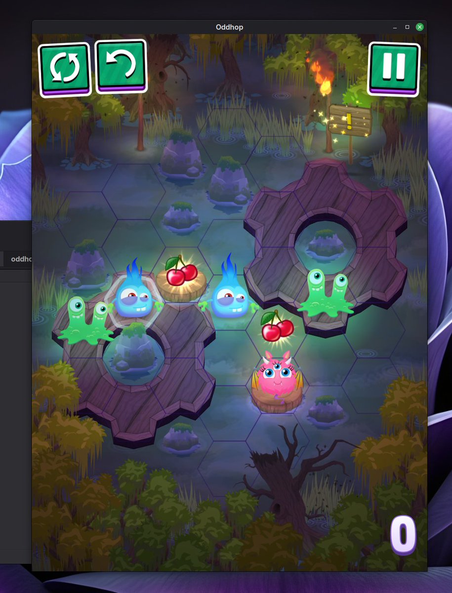 mhgames_'s tweet photo. Resurrected my 10yr old game Oddhop. It was a mobile game that has been long gone from app stores. Wanted to preserve it for archival purposes, so I'll be releasing it as freeware Windows-build. Works in Linux w/ wine, too. Guess I'll play the puzzles again, been years!🥲#gamedev https://t.co/mDmqPWzs9a