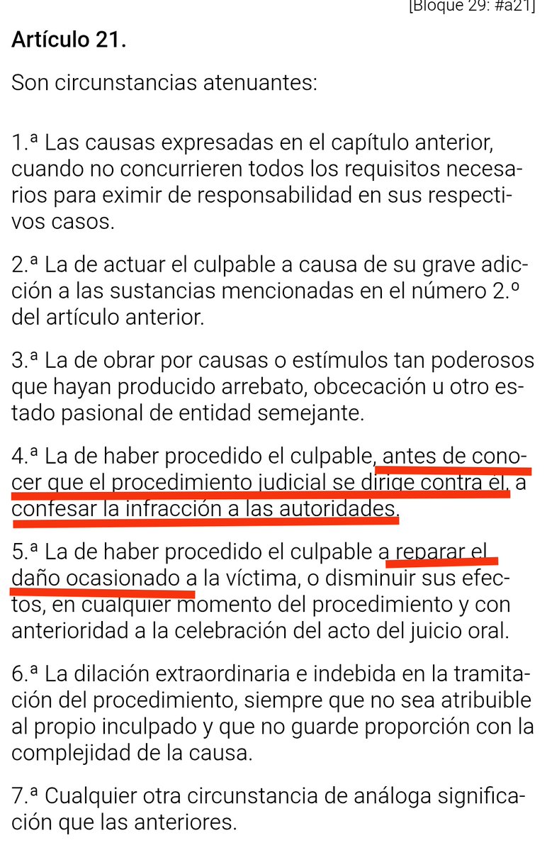 THConsigliere's tweet photo. El Código Penal recoge como circunstancias atenuantes confesar la infracción ANTES de que te investiguen y reparar el daño causado.
Ninguna de estas dos circunstancias se da en el caso de Aldama, que además está comprobado que ha mentido en su presunta colaboración. https://t.co/klisrdjM5s