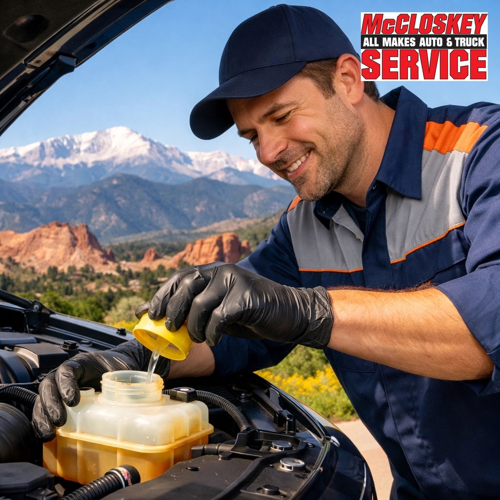 mccloskeyservic's tweet photo. Hey Colorado Springs! 🏔️ Now that we're shaking off the winter chill, it’s time to check those fluids. Coolant and transmission fluid work hard on mountain climbs. https://t.co/mhRwV02EyU