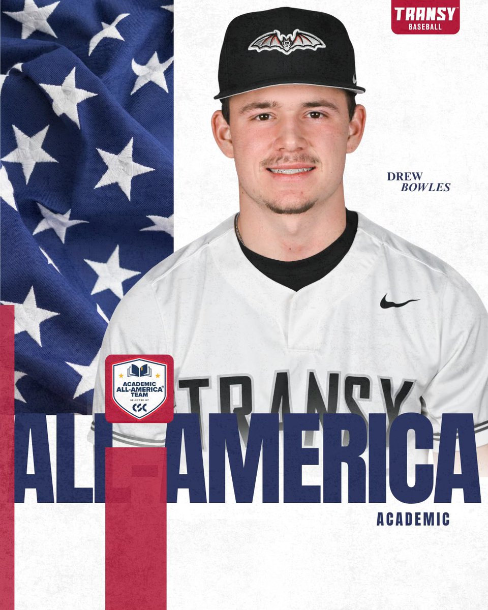 TransySports's tweet photo. All-America ✅ Drew Bowles is selected to the College Sports Communicators Academic All-America Second Team. #FlyPios @TransyBaseball https://t.co/wueSMeb7hu