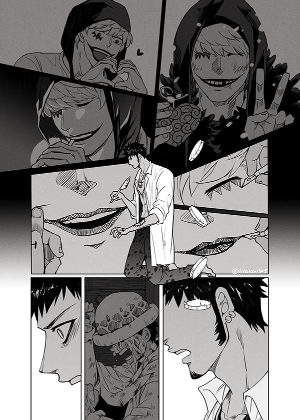 🐯❤️‍🔥🐯⚠️NSFW
This comic is based on the fic《The Donquixote Rosinante Guide To Ruining Your Reputation》(AO3 ID: WyvernQuill)
I love this fic soo much!! Hard to believe Rosi never intended to reveal his identity to Law at first...That's just how clumsily he loved him.🥲 
