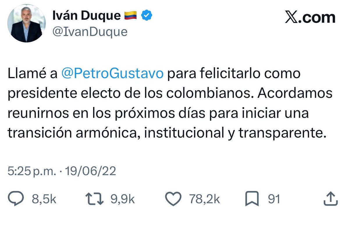 marcelabay's tweet photo. @dgomezco Tal como lo hizo el Presidente Duque en su día y todos sus antecesores. Cómo debe ser !! https://t.co/KoUjGAxgCB