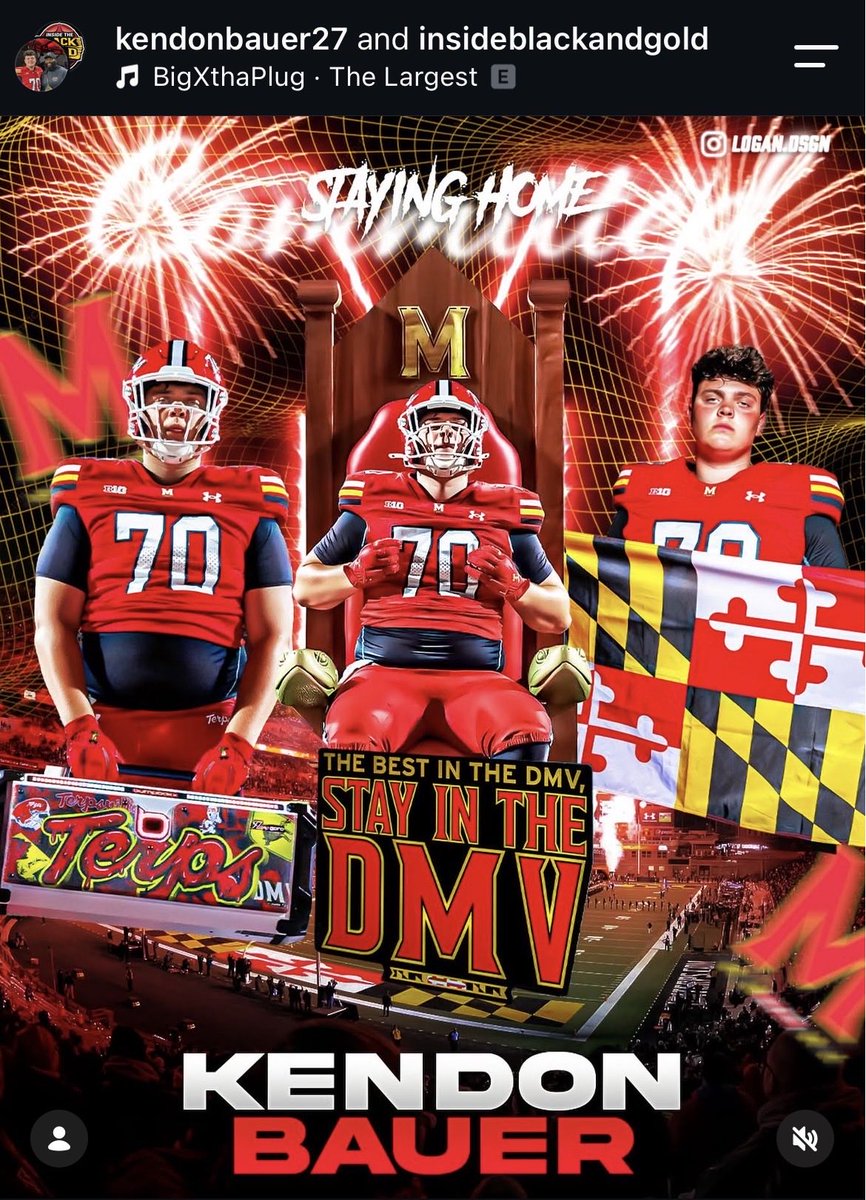 Insideblackgold's tweet photo. Daily Double 🐢 

Linganore OT Kendon Bauer is staying home, announces his commitment to Maryland fresh off his OV https://t.co/frL1Xu0Rt9