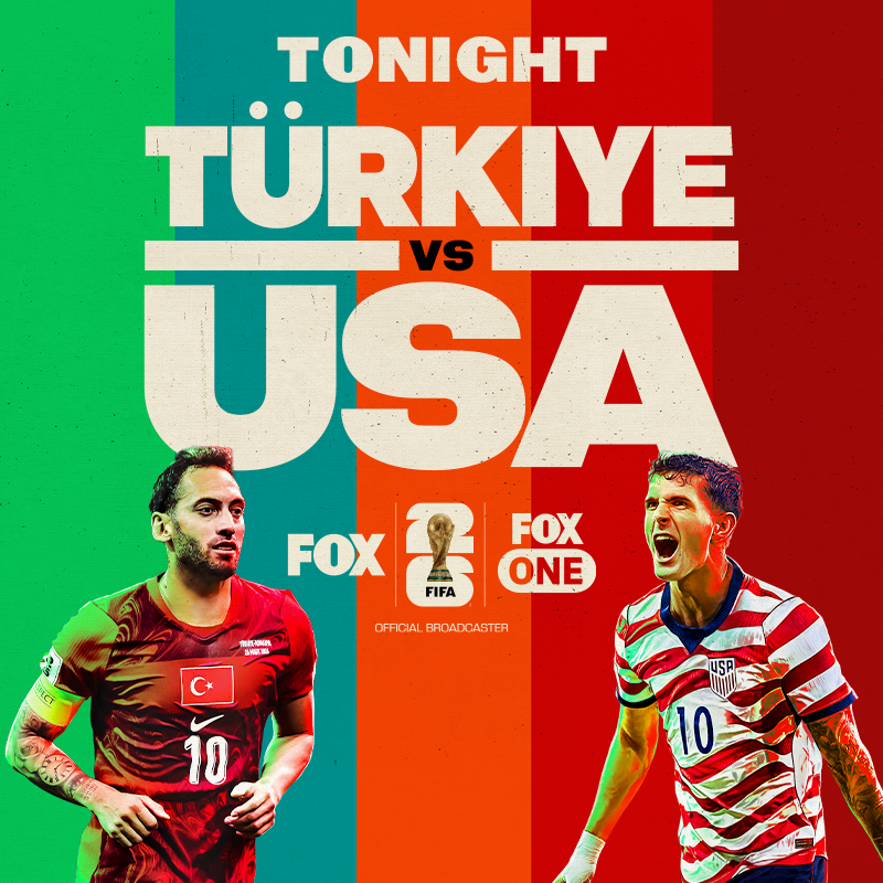 FOXSports's tweet photo. You're in. We'll remind you when Türkiye vs USA kicks off tonight at 10P ET on FOX.
