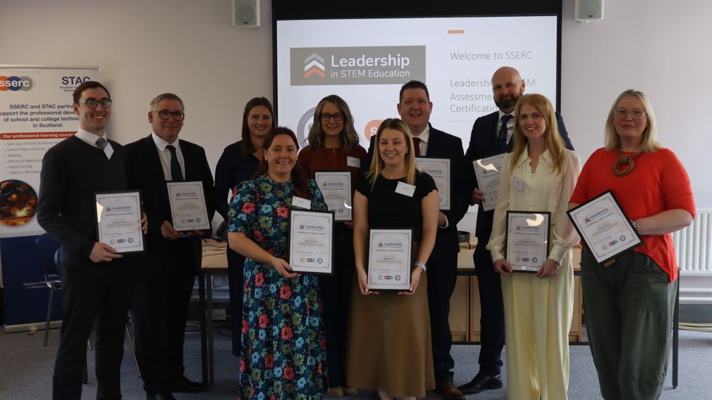 SSERCofficial's tweet photo. Today marked the culmination of a significant professional journey for the delegates in Cohort 3 of the SSERC Leadership in STEM Education course, during which we recognised the hard work, perseverance and leadership demonstrated and celebrated the successful completion. https://t.co/jZTAGDEX1Q