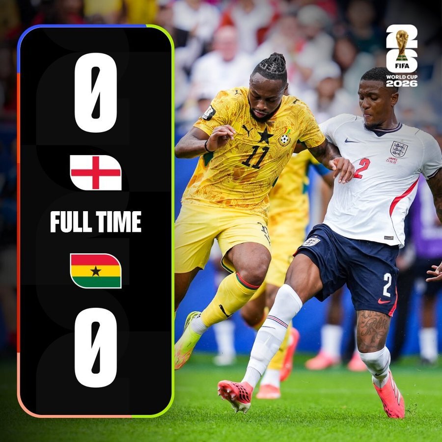 Dee_Kay_B's tweet photo. A hard-fought point against England. Respect. 🇬🇭🔥 What a performance from the boys!
 #BlackStars #ENGvsGHA
#FIFA_World_Cup_2026 https://t.co/u6HSZhIATz