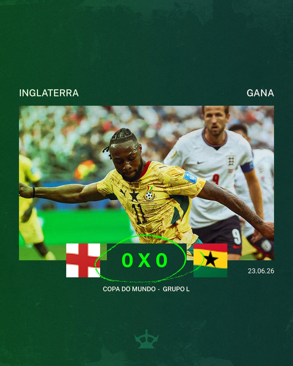 conteverde_'s tweet photo. SEM ESPAÇO!

Inglaterra  não passa da forte defesa de Gana, fica no empate sem gols e ambas encaminham sua classificação para a próxima fase!

#WorldCup2026 https://t.co/DyeMx9heAO