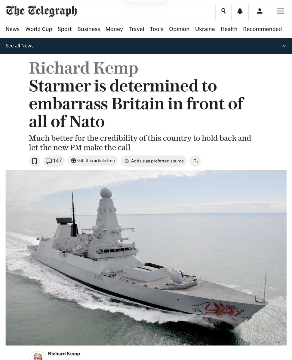 COLRICHARDKEMP's tweet photo. Defence: Is Keir Starmer about to throw a hand grenade into the enemy camp? My article in today’s Daily Telegraph. https://t.co/meT9xwsPOd