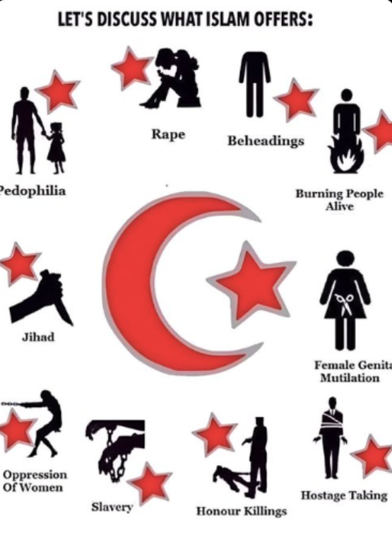 TheJDGuy's tweet photo. @JDunlap1974 Who in their right mind wants to allow this cult known as Islam to destroy any Christian country? https://t.co/LXYOUjsl7v