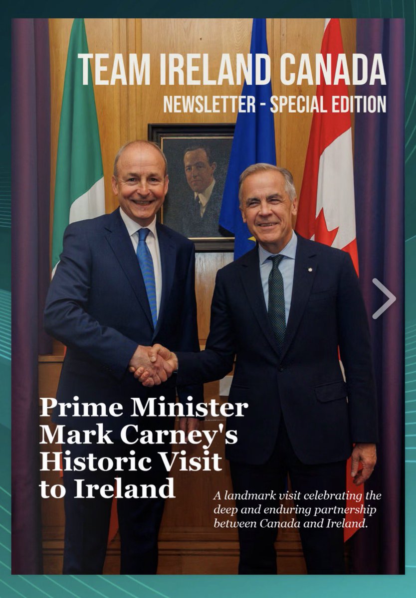 IrlEmbCanada's tweet photo. Prime Minister Mark Carney Visits Ireland

Here is our special newsletter with pictures, videos &amp;  highlights from this historic visit

From Dublin to Mayo, the visit showcased the deep friendship,  &amp; growing partnership between 🇮🇪 &amp; 🇨🇦

Click here 👉🏻  https://t.co/xx6EVEmtgj https://t.co/UHWY4XdtLv