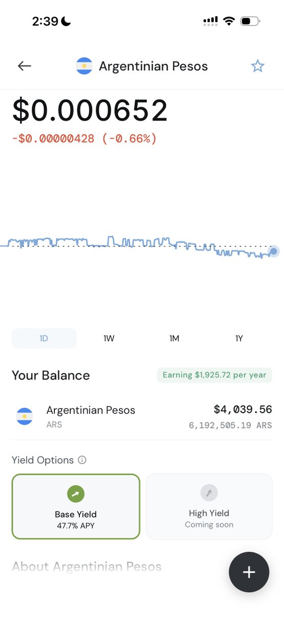 michorenstein's tweet photo. Happily earning 47% on my Pesos with @CapyFi_Protocol on @base in @get_grow_app https://t.co/73lxBaH6tp