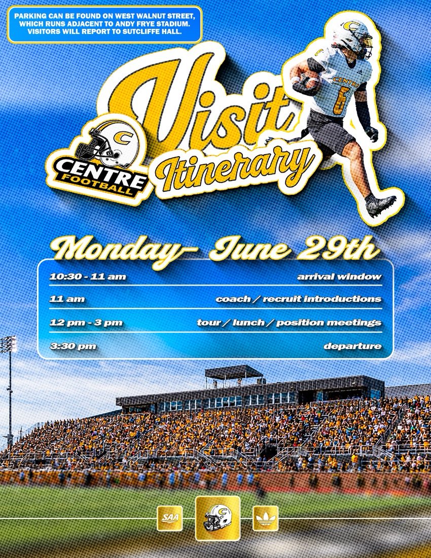 Tolleycarter_2's tweet photo. Excited for my official visit at  @CentreFootball on June 29th!!!
@coachwesj @DFitzpatrick56 @dunbarstrength @AGEDITS32 https://t.co/cM3NUrYGZq