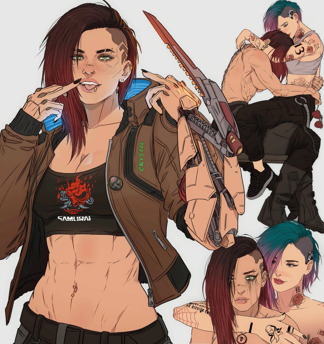 yoracrab's tweet photo. drew V x Judy from Cyberpunk again https://t.co/1TbcSL5Ij7