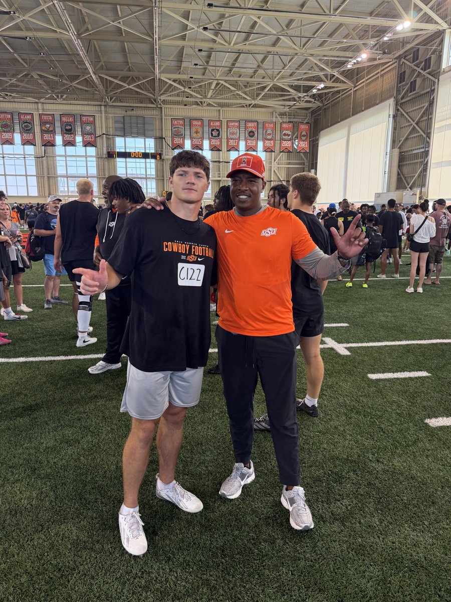 HunterMcgr08's tweet photo. Thank you @CowboyFB I had a great time competing in Stillwater this weekend against some of the best‼️

@COACHRJOHNSON1 @CoachSkyCassity 
@RecruitGeorgia @Ga_Gridiron @waknightsfb @JamarkusWill https://t.co/kihZeAm6zv
