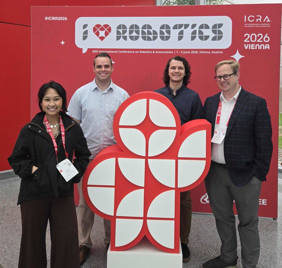 byu_frost_lab's tweet photo. Great week for our Lab at #ICRA2026 in Vienna!

Presentations:
• Kalliyan Velasco: “Weighted Group-K Consistent Set Maximization for Outlier Rejection of Azimuth-Elevation Measurements”
• Chad Samuelson: “Terra: A Terrain-Aware 3D Scene Graph for Outdoor Mapping” https://t.co/zneVCWbFDg