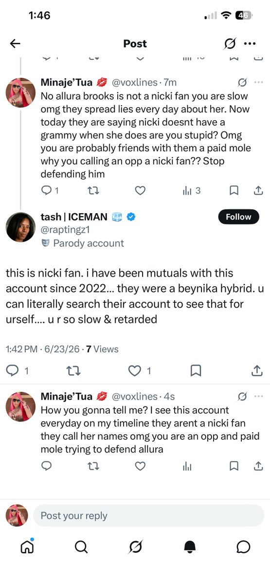 voxlines's tweet photo. Someone ask @raptingz1 why they are defending Nicki’s opps Allura Brooks https://t.co/RrZmSwEQ4q