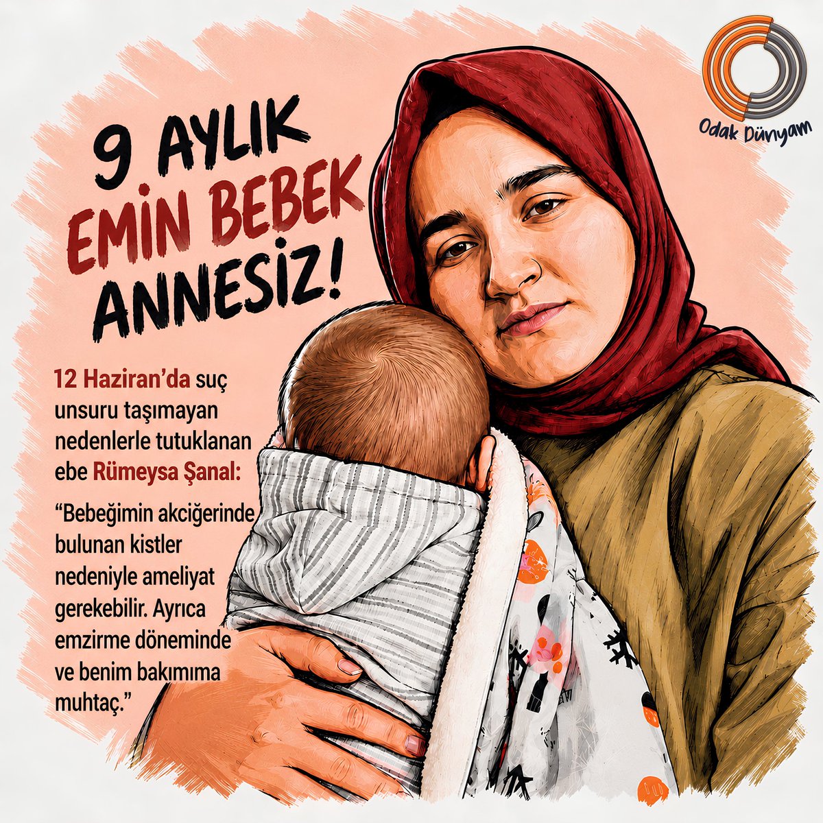odakdunyam's tweet photo. 9 aylık Emin’in sağlık sorunları var ve 11 gündür annesiz.

Herkesİçin Adalet https://t.co/YsV1e5763N