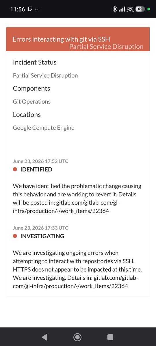 rada2292's tweet photo. @LudwigTrades @gitlab Yes it is down https://t.co/18iMqKtHdd