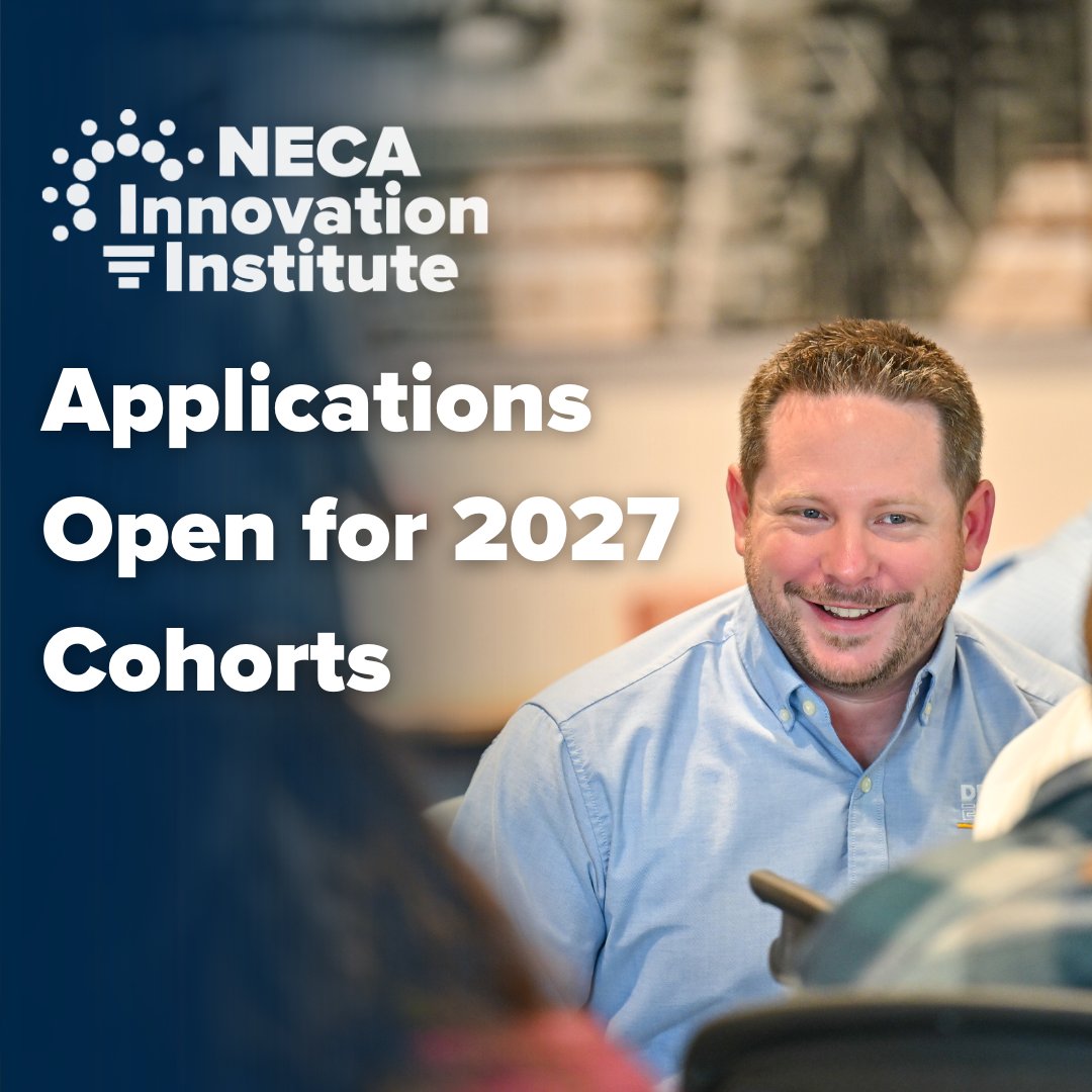 necanet's tweet photo. Innovation prepares the people who will define what comes next. ⚡ 

Applications are now open for the 2027 NECA Innovation Institute cohorts. A year-long program turning bold ideas into real industry impact. 💡

Apply now: https://t.co/s9INCYPITo

#WeAreNECA #Innovation https://t.co/q4FpCt1gQO