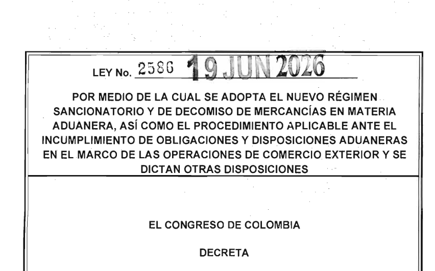 NormatividadCEL's tweet photo. Ley 2586/2026.  Se adopta el nuevo régimen sancionatorio y de decomiso de mercancías en materia aduanera, así como el procedimiento aplicable ante incumplimiento de obligaciones y disposiciones aduaneras en el marco de las operaciones de comercio exterior https://t.co/Okb1kKDzma https://t.co/RuXySlSdS3