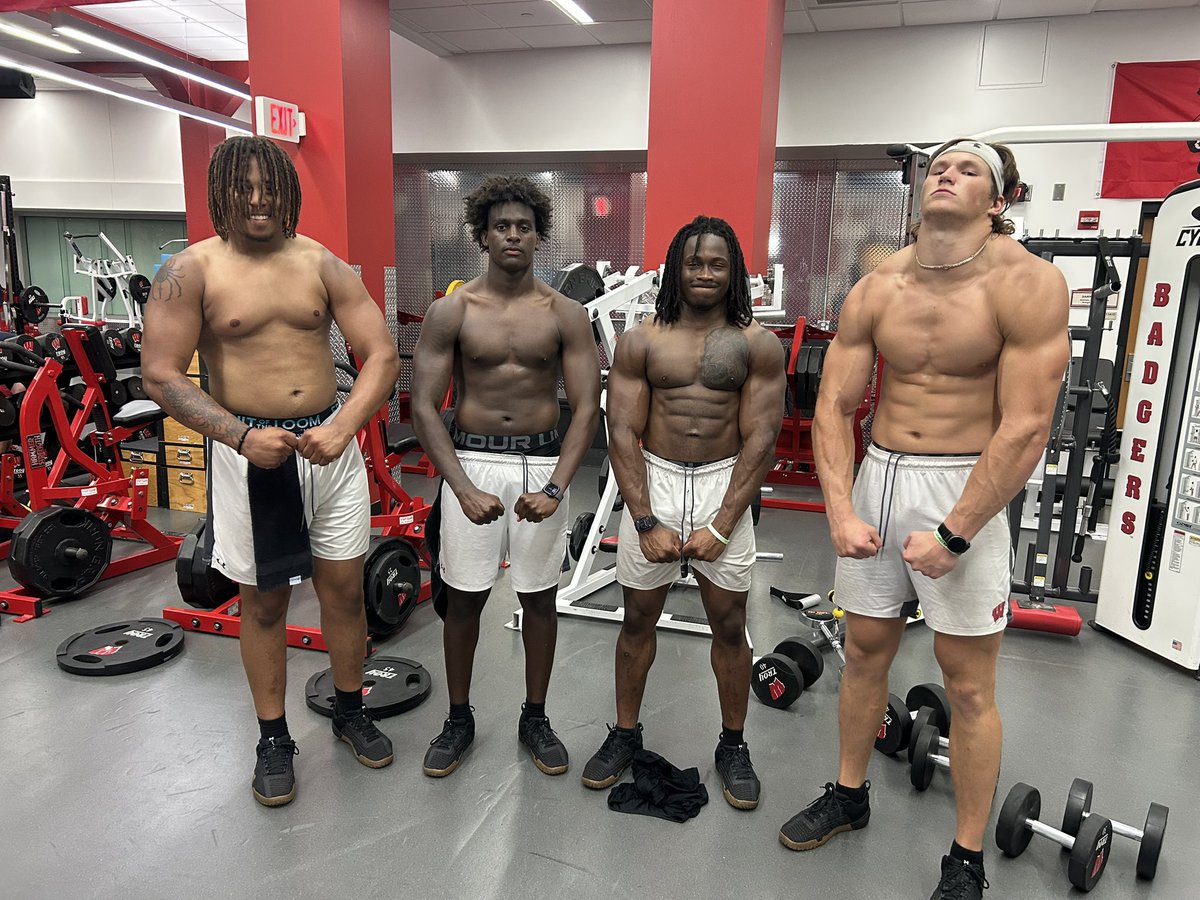 TheRealNickOsen's tweet photo. TE Jacob Harris, WR Eugene Hilton, RB Abu Sama, and TE Emmett Bork #Badgers https://t.co/NUqQElY8A8