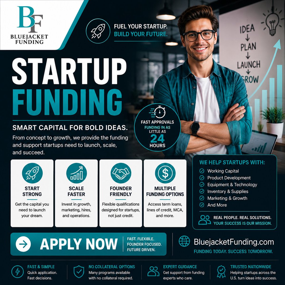 bluejacketfund's tweet photo. Big ideas need more than ambition, they need capital. 🚀

Ready to turn your vision into momentum? Apply today at https://t.co/s8HMYMioXz.

#StartupFunding #BusinessFunding #SmallBusinessFunding #WorkingCapital https://t.co/3CNrmCgQhM