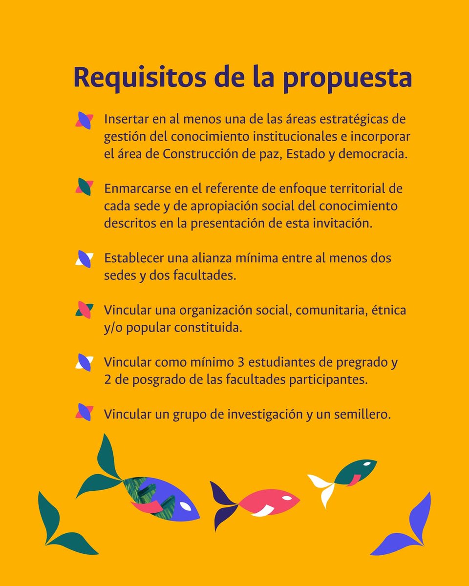 UNALOficial's tweet photo. #DocentesUNAL 💡¿Tienes un proyecto de investigación, innovación o creación artística? Postúlalo para acceder a financiación de hasta $445 millones. Convocatoria dirigida a las sedes @BogotaUNAL, @MedellinUNAL, @ManizalesUNAL y @PalmiraUNAL.👉 https://t.co/nepdlIhD0N https://t.co/NJLEu8yiGP