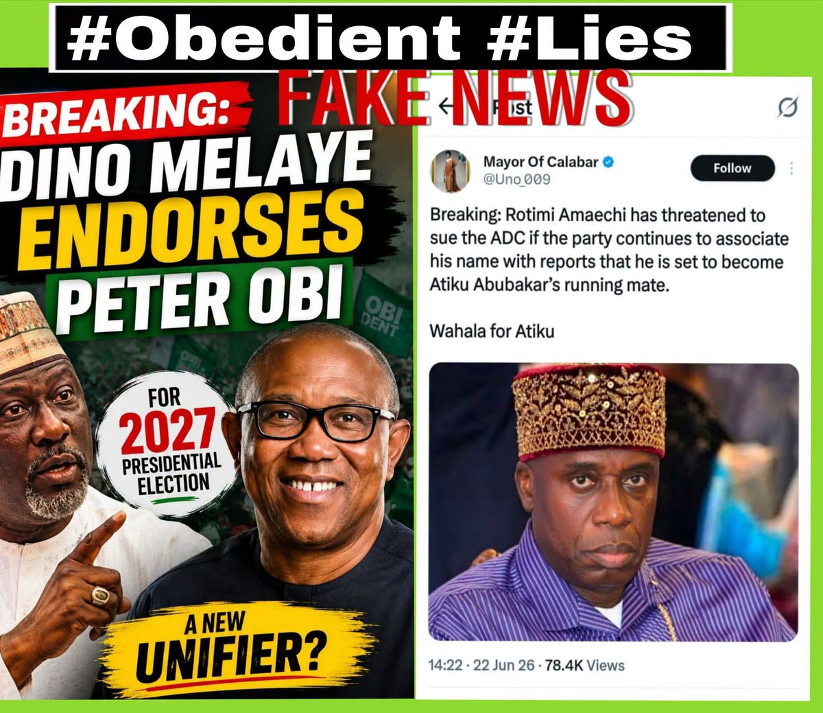 Laurestar's tweet photo. The Many Lies Of Obidients.
They think propaganda is outright lies.
But all lies have expiry date.
Truth endures forever. 

We are ADC. 
We will stand by the truth, always.
We will stand by the laws of our land.
We will continue to respect our constitution. 

God bless Nigeria 
Lauretta Onochie 
@@Laurestar