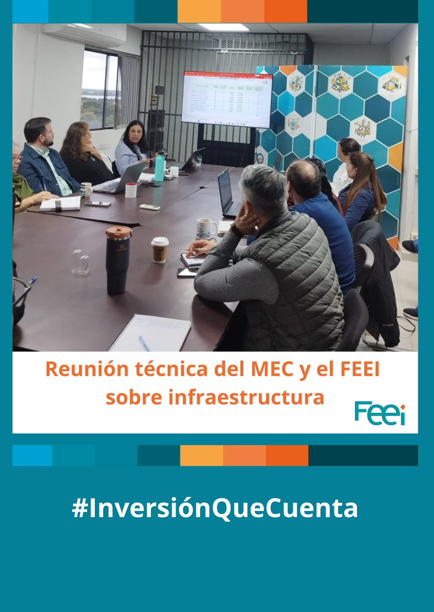FeeiParaguay's tweet photo. 📌Equipos del @MECpy y del #FEEI 🇵🇾 revisaron el estado de ejecución de programas y proyectos que contemplan intervenciones de infraestructura en instituciones educativas. Fue durante una reunión realizada el viernes 19 de junio en las oficinas del Fondo.

#InversionQueCuenta https://t.co/wvgMg2OXNW