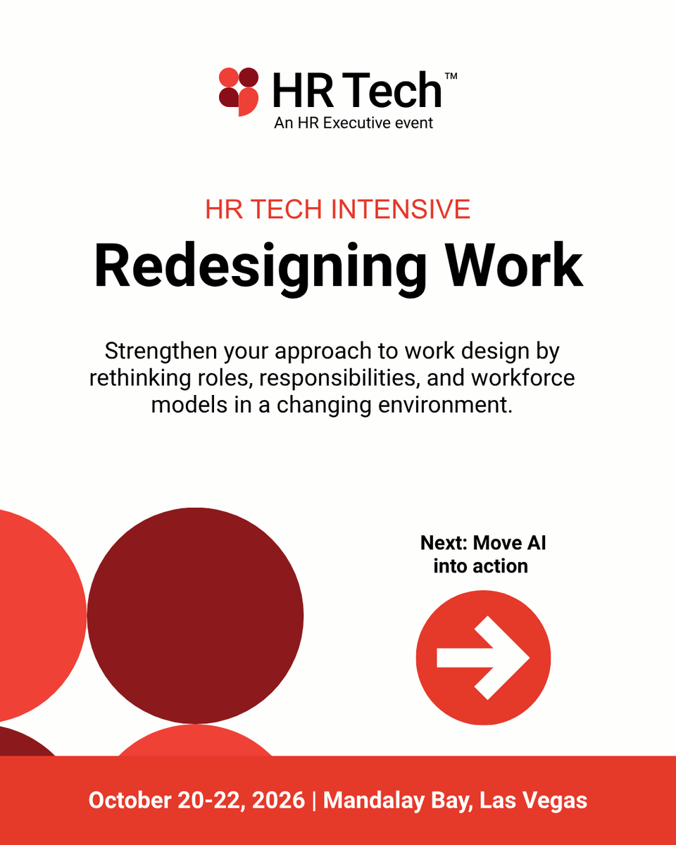HRTechConf's tweet photo. Some HR technology decisions need more than a quick session. They need time to think, pressure-test ideas and connect the dots between strategy, execution and what comes next.

That’s why we’re introducing three focused Intensive experiences this year:
• Building the Business Case
• Redesigning Work
• Operationalizing AI in HR

Each one is designed to help HR leaders go deeper on a specific challenge and leave with clearer next steps. Seats are limited for these add-on experiences, so now’s the time to choose the Intensive that fits what you’re working through.

🎟 Explore HR Tech Intensives and add one to your registration: https://t.co/FDh650HikX

#HRTech #HRTech2026 #HRInnovation #HRStrategy #AIinHR #FutureOfWork