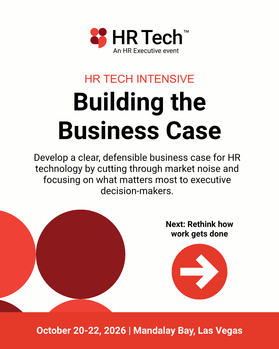 HRTechConf's tweet photo. Some HR technology decisions need more than a quick session. They need time to think, pressure-test ideas and connect the dots between strategy, execution and what comes next.

That’s why we’re introducing three focused Intensive experiences this year:
• Building the Business Case
• Redesigning Work
• Operationalizing AI in HR

Each one is designed to help HR leaders go deeper on a specific challenge and leave with clearer next steps. Seats are limited for these add-on experiences, so now’s the time to choose the Intensive that fits what you’re working through.

🎟 Explore HR Tech Intensives and add one to your registration: https://t.co/FDh650HikX

#HRTech #HRTech2026 #HRInnovation #HRStrategy #AIinHR #FutureOfWork