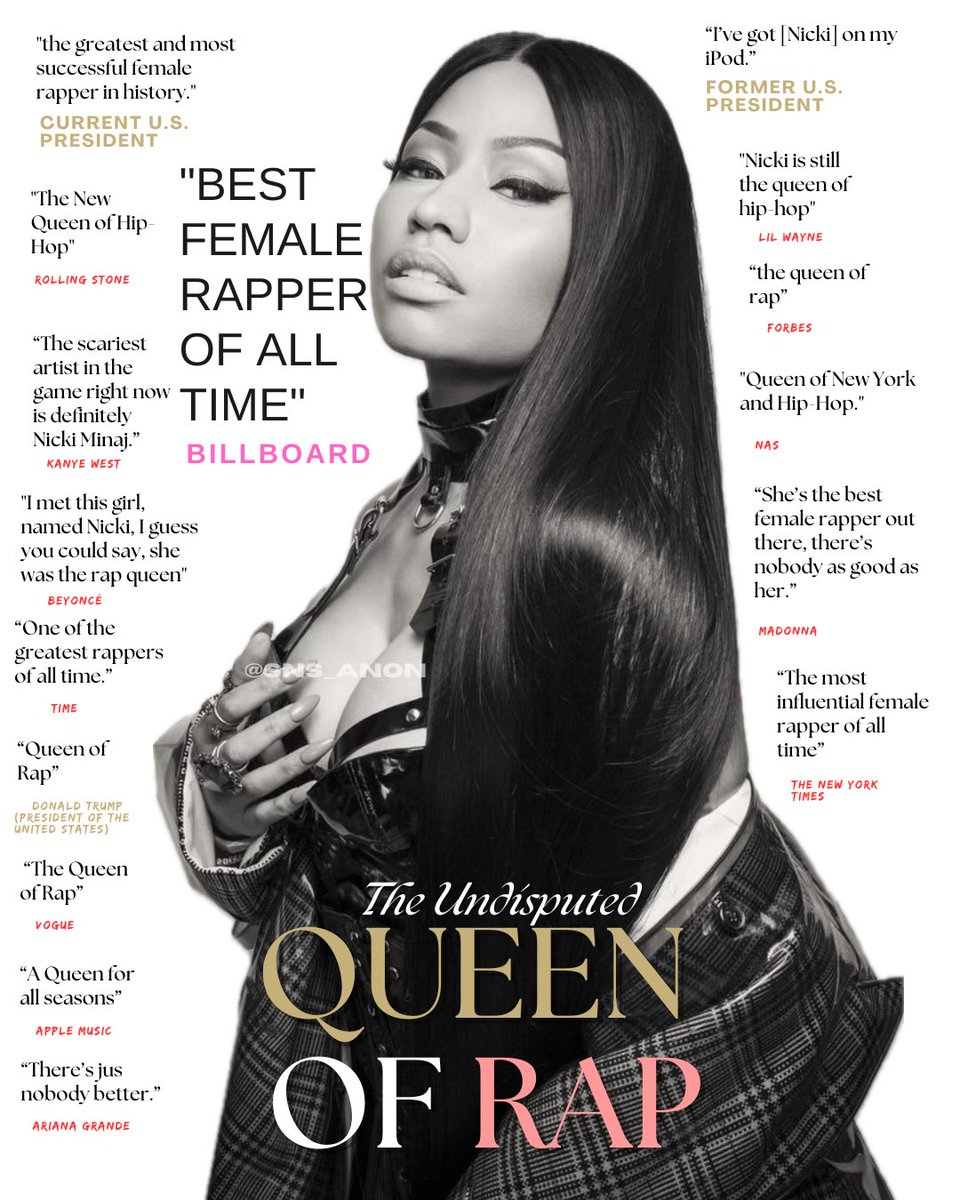 SNS_Anon's tweet photo. Nicki Minaj is not a “self-proclaimed” Queen of Rap.

She is the UNDISPUTED Queen of Rap. https://t.co/AGUMJu4YnD