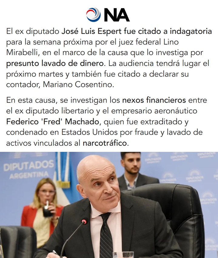 porquetendencia's tweet photo. "José Luis Espert":
Porque informan que fue citado a indagatoria por presunto lavado de dinero https://t.co/VOsGd9N5LF