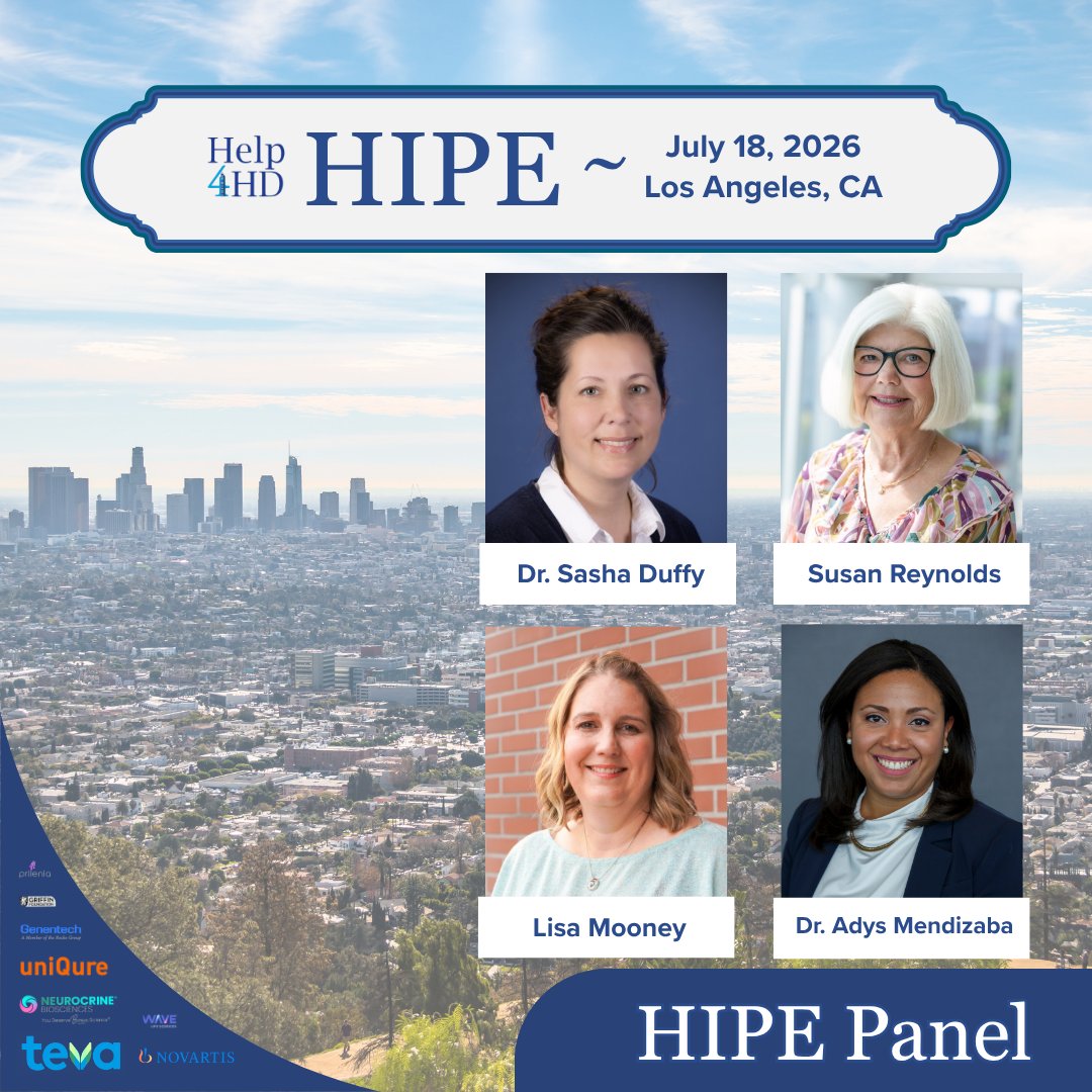 Help4HDI's tweet photo. Meet the #HDExperts on out HIPE panel ready to answer your questions at our Help 4 HD event! #Help4HDHIPE2026 #LosAngelesCA #HuntingtonsDisease

🔹 Dr. Sasha Duffy
🔹Susan Reynolds
🔹 Lisa Mooney
🔹 Dr. Adys Mendizaba

Register here: https://t.co/oF1oE5XHi3 https://t.co/tBFROhD3MU