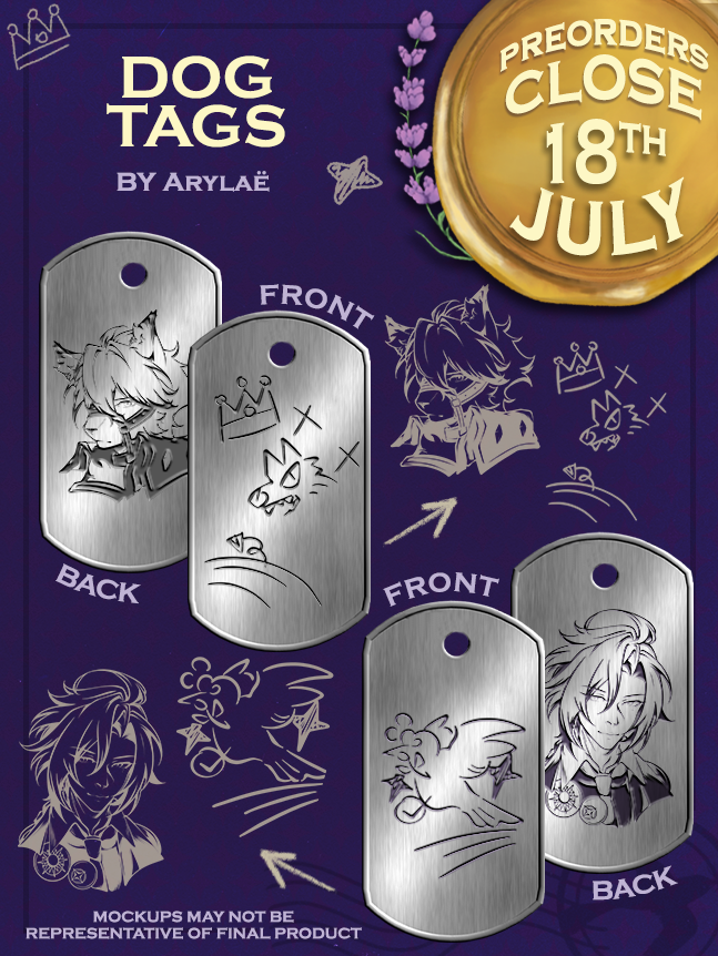 lycahugozine's tweet photo. ✨MERCH PREVIEW✨

In case you need a trinket to remind yourself what you're living for😌 (yaoi), check out these matching dog tag necklaces designed by @arylaeee! 

Thank you for your hard work 💜🪻 https://t.co/HfM5NeUfmm