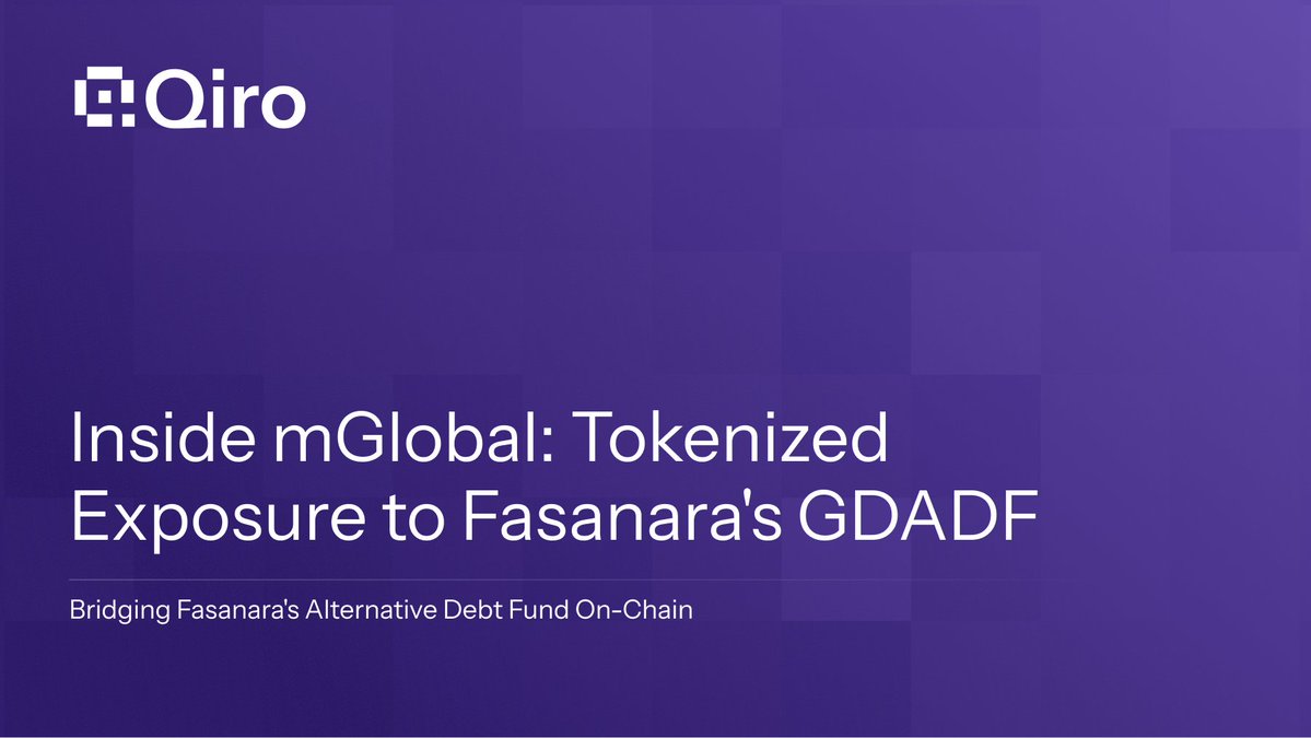 Qiro_Finance's tweet photo. 1/8
mGLOBAL is now live as collateral on @aave Horizon.

A USD 1.14bn private credit fund by @FasanaraCapital, tokenised on @MidasRWA.

So we dissected what's actually underneath it: the structure, the collateral, the liquidity, the risks. 🧵 https://t.co/NIZ7EXVS41