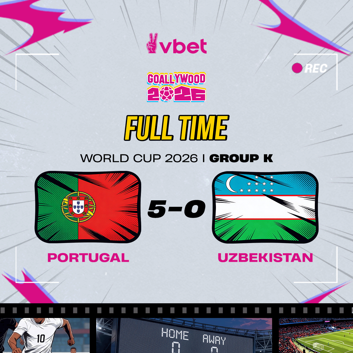 VBETnews's tweet photo. 🚨 RONALDO WITH A BRACE 🇵🇹

🇵🇹 Portugal get the win in style with a confident performance against Uzbekistan

#WorldCup2026 #VBET https://t.co/j0gNUHLQ7K