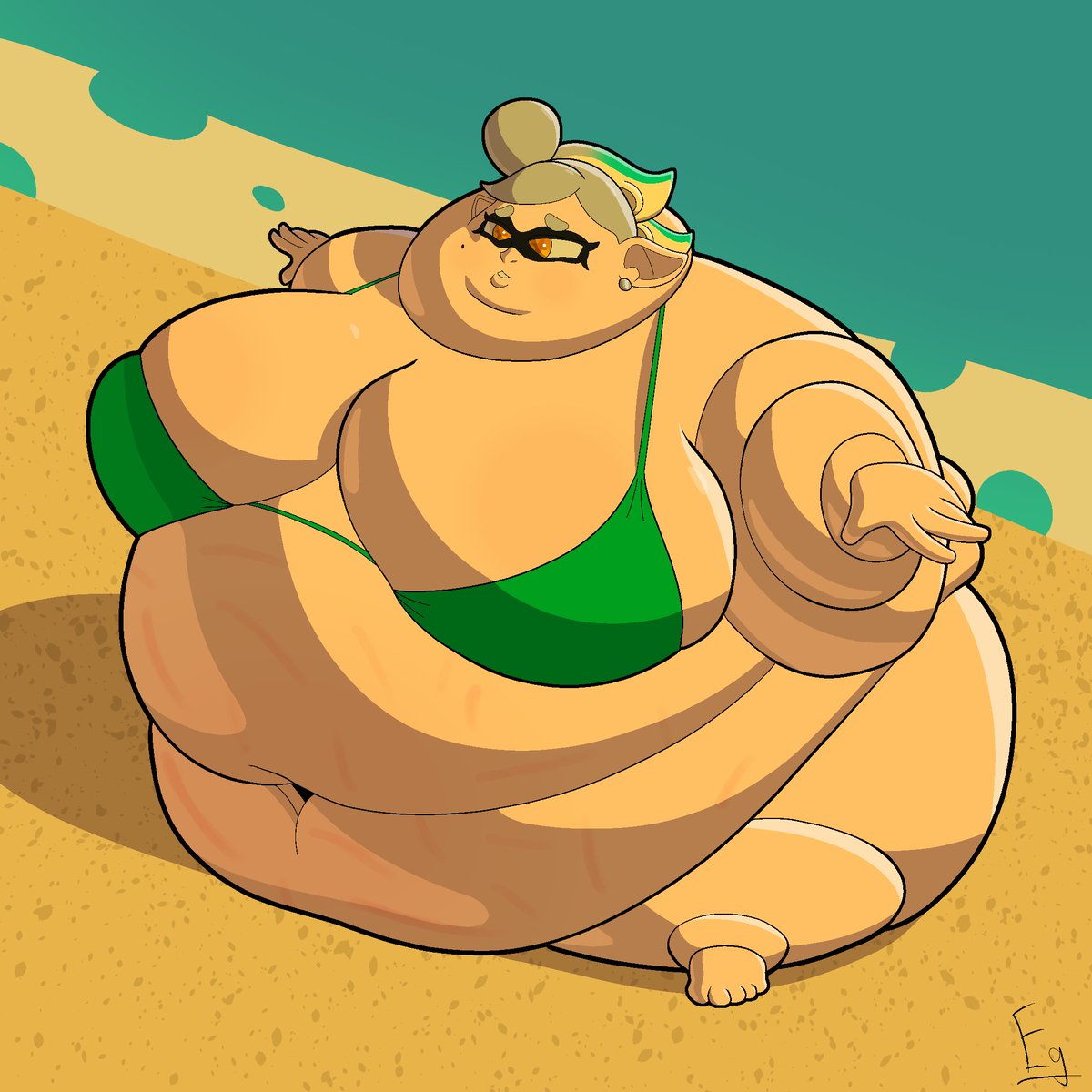 Eg_Blubber04's tweet photo. And here's Marie at the beach.

#marie #squidsisters #splatoon #nintendo #bbw #fatfetish #fanart #digitalart https://t.co/j5nSXgMW6p
